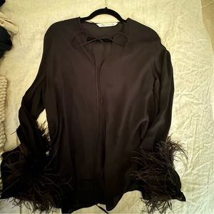 Zara blouse with feathers